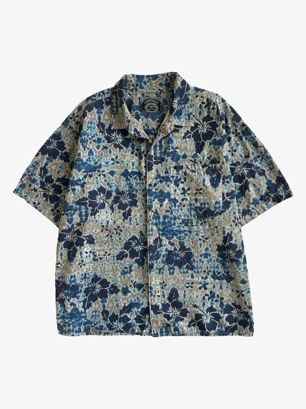 Vintage 90's Multicolor Tie Dye Floral Print Camp Collar Shirt by Gramicci
